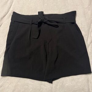 High-wasted Black Paperbag Tie Front Shorts Charolette Russe